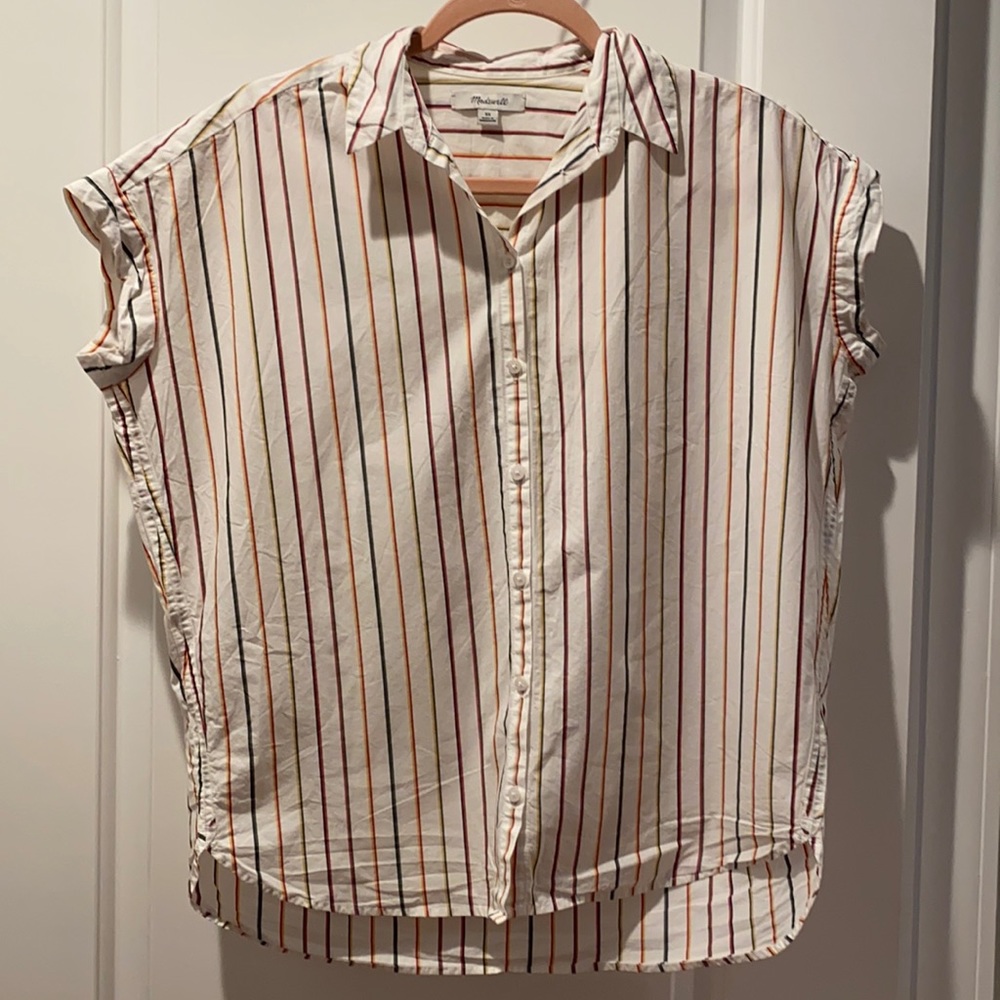 Madewell White Striped Button Down